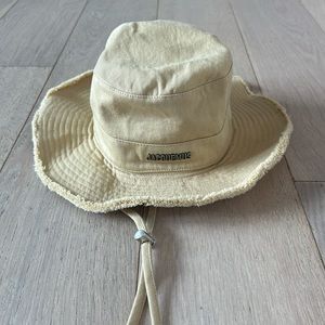 Le Bob Artichaut embellished frayed cotton-twill bucket hat - tan / cream